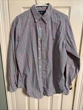 Ralph Lauren Green, Purple & Pink Striped Button-Down Shirt